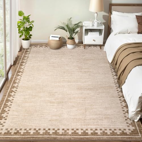 GarveeHome Living Room Rug 4x6 Washable Cross Bordered Soft Throw Carpet - color: Beige, size: 4' x 6' (Rectangular)