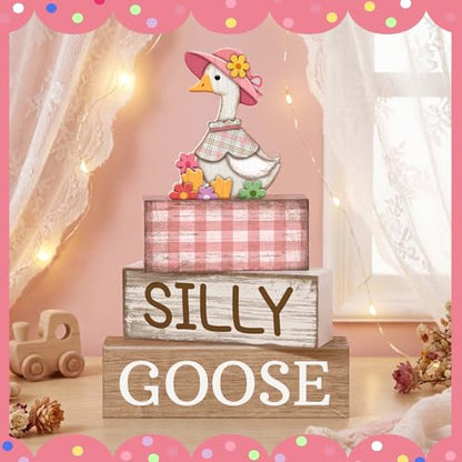 Yuntau 4 Pcs One Silly Goose Table Decor Baby Shower Birthday Party Decor - style: Goose