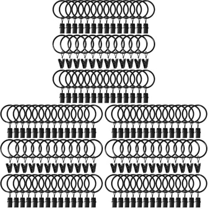 120 Pack Curtain Rings with Clips, Drapery Clips with Rings, Drapes Rings 1.26 in Interior Diameter, Fits up to 1 in Curtain Rod, Black - color: Black, size: 1.26" I D 120 Pack