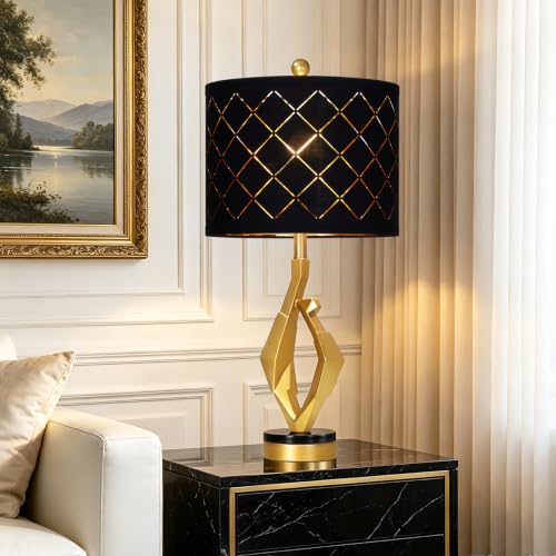 CINSARY 30" Tall Black and Gold Table Lamps Set of 2 for Living Room - color: Gold Black