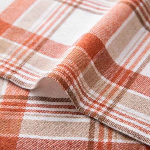 AQOTHES Fall Plaid Placemats Set of 4 Orange White Checked Table Mats 12×18 - color: Orange White