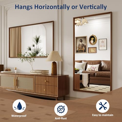 WEER Bathroom Vanity Mirror Walnut 55X30 Inch - color: Walnut, size: 55"L x 30"W