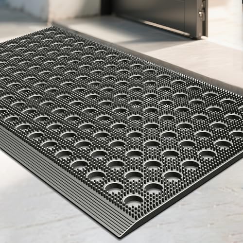 Mibao Front Door Mat, 17" X 29.5", Grey, Heavy Duty Dirt Trapping - color: Grey, size: 1'5" x 2'6" (Rectangular)