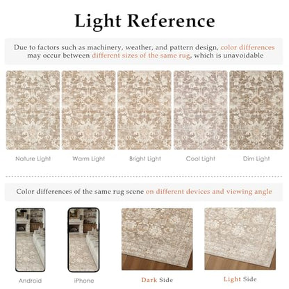 HUGEAR 8x10 Beige Retro Distressed Washable Area Rug for Living Room - color: A| Beige, size: 8' x 10' (Rectangular)