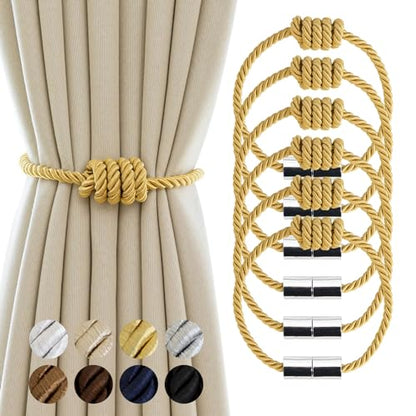 Curtain Tiebacks Magnetic Decorative Rope Tie Backs Holdbacks Contoeey - color: Gold