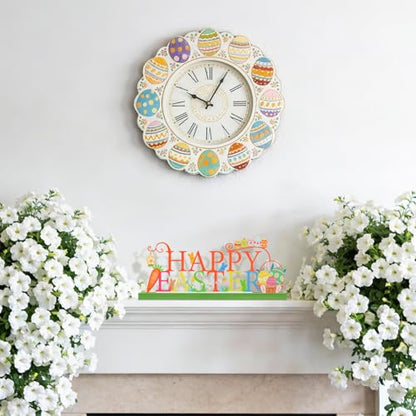 KHJCXS Metal Holiday Table Sign Decor, Decorations Tabletop Centerpiece for Home, Office, Shelf, Tiered Tray, Mantel, Indoor, Happy Easter