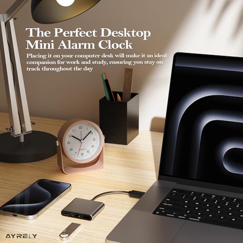 AYRELY® 3.5" Small Analog Travel Alarm Clock, Battery Operated Desk Clock - color: Pink