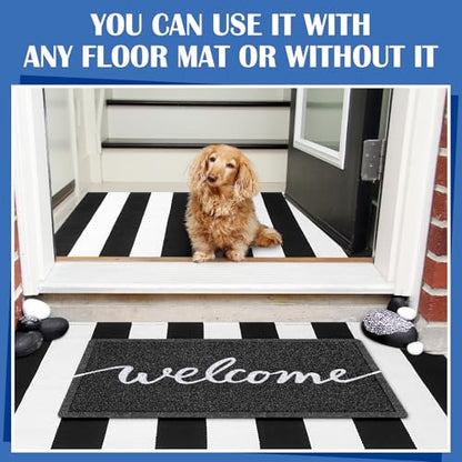 Geelin 2 Pcs Layered Welcome Doormat, Black and White Striped Rug Set - style: Stripe Welcome