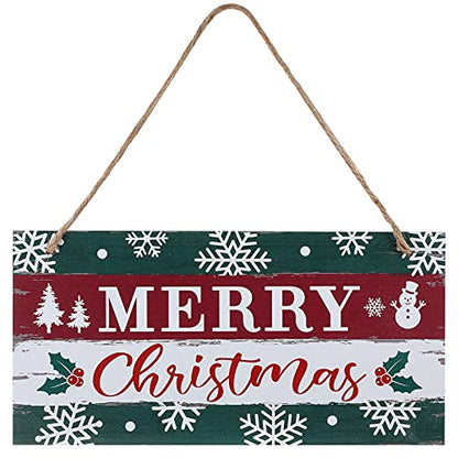 Marsui Christmas Wood Hanging Sign with Jute Rope, Merry Christmas - style: Merry Christmas