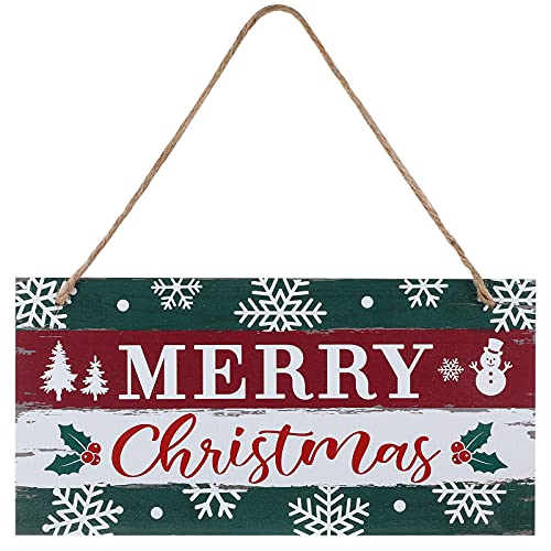Marsui Christmas Wood Hanging Sign with Jute Rope, Merry Christmas - style: Merry Christmas