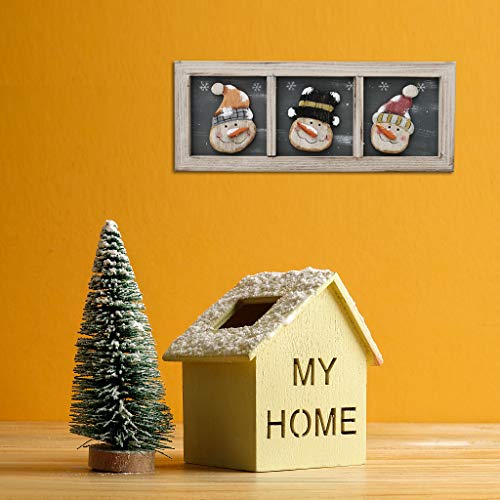 Attraction Design Wood Snowman Wall Decor Hanging Christmas Sign, Rustic Snowmen Decoration Wall Art Wooden Holiday Decorative Sign Hanging Xmas Décor 16.8X6.6in
