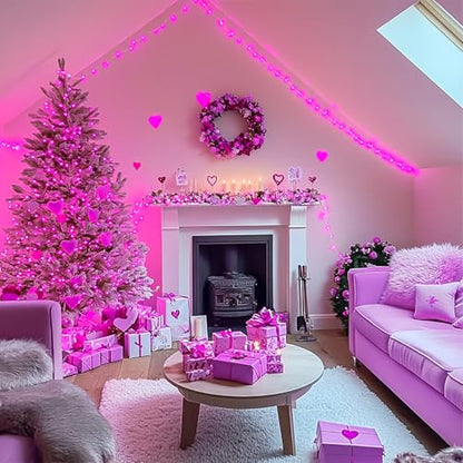 JMEXSUSS 200 LED Room Fairy Lights, 66 ft Pink Lights Outdoor Waterproof - color: Pink, size: 66FT 200LED