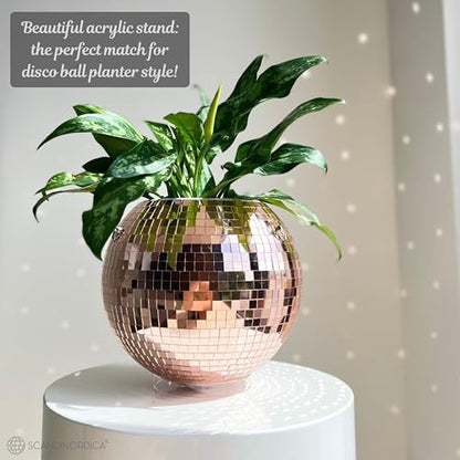 SCANDINORDICA Disco Ball Planter, Value Package, 10-inch Rose Gold - size: 10" Rose Gold