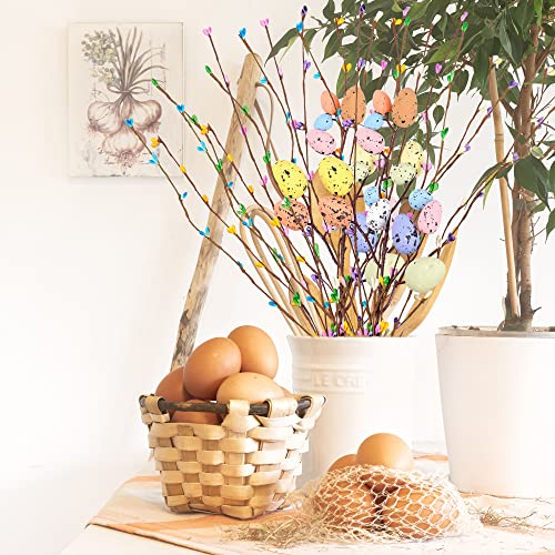 Artificial Easter Spray Vine with Pastel Easter Eggs and Berries- Decorative Spring Floral Stems-Easter Egg Twig Branches for Floral Arrangement-Centerpiece Wreath Decoration (26 Pcs)