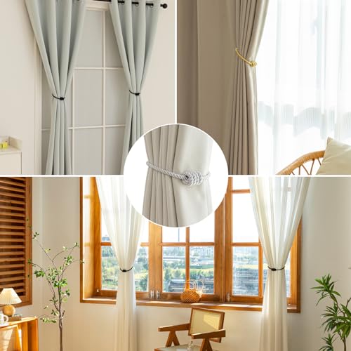 Curtain Tiebacks Magnetic Decorative Rope Tie Backs Holdbacks Contoeey - color: White