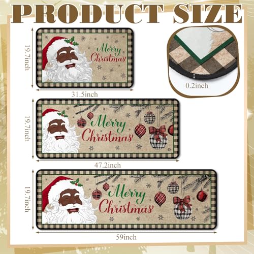 Fourluoo 3 Pcs Christmas Kitchen Rugs and Mats Set Black Santa - color: Santa