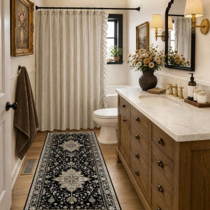 RELEANY Washable Area Rug, Runner 2'x6', Black/Neutral - color: Black/Neutral, size: 2' x 6' (Rectangular)
