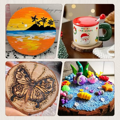FSWCCK 10 Wood Slices 4-4.7in, Unfinished Bark Discs for Centerpieces - size: 10 Pcs 4"- 4.7"