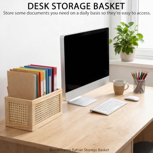 Small Rectangular Rattan Woven Wooden Storage Basket - size: Rectangle C - 1-Piece (Small)