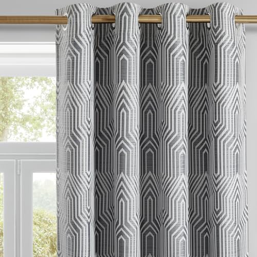 Dark Grey and Silvery 100% Blackout Curtains 84 Inch Length 2 Panels, Jacquard Thermal Insulated Noise Reducing Grommet Drapes for Bedroom Living Room, 2pcs, 52" W x 84" L - color: Dark Grey and Silvery, size: 52"W x 84"L (Pack of 2)