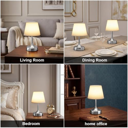 Small Cordless Table Lamp Rechargeable Silver - color: Silver-S
