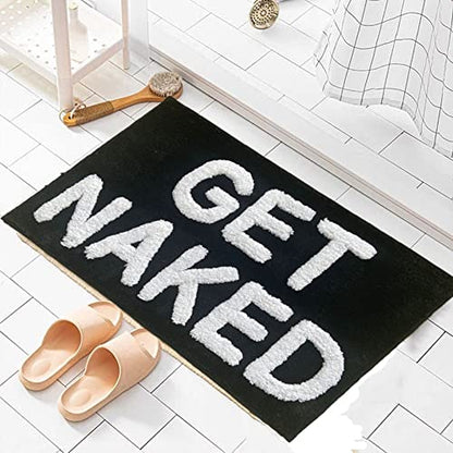Zeeinx Get Naked Bath Mat Black Cute Bathroom Rugs 20”x32” - color: Black&white, size: 1'8" x 2'8" (Rectangular)