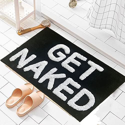 Zeeinx Get Naked Bath Mat Black Cute Bathroom Rugs 20”x32” - color: Black&white, size: 1'8" x 2'8" (Rectangular)