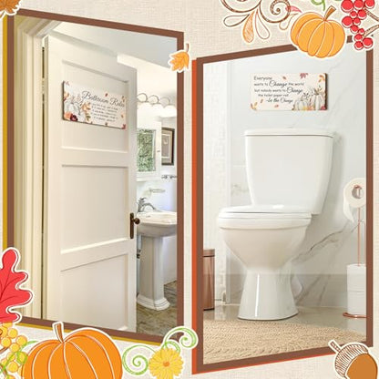 Jetec 2 Pcs Fall Decor for Bathroom Fall Decorations Autumn Rustic Decor - style: Fall Style
