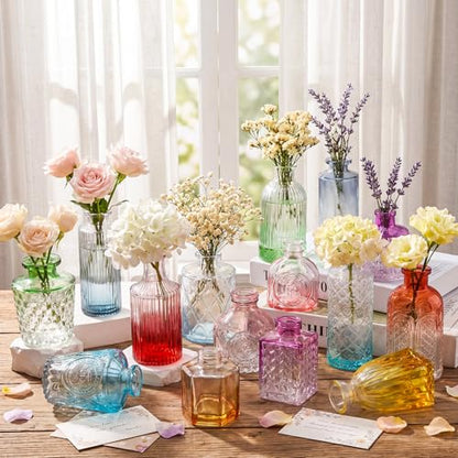 Yaomiao 30 Pcs Glass Bud Vases Centerpieces, Color Gradient Series - color: Color Gradient Series