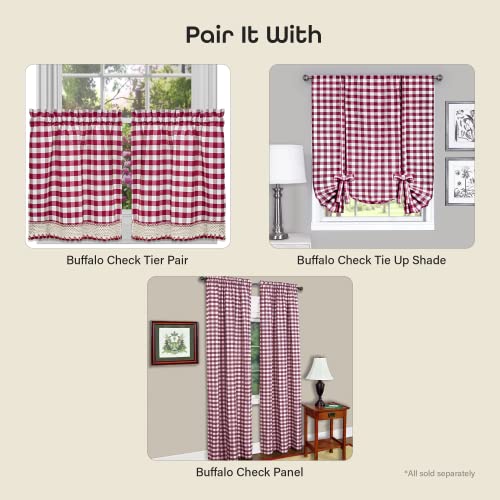 Buffalo Check Valance Curtains, 58 x 14 in, Burgundy Red & White Plaid - color: Burgundy Red, size: 58"W x 14"L (Pack of 1)