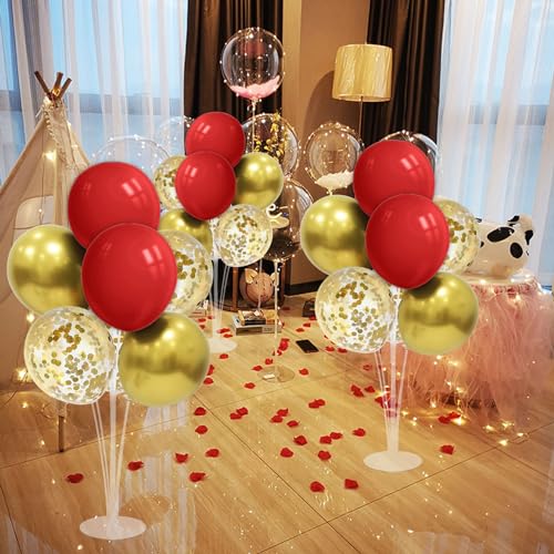 ZJDHPTY 4Set Red Gold Balloon Stand Table Centerpieces Party Decor - color: Red Gold 4