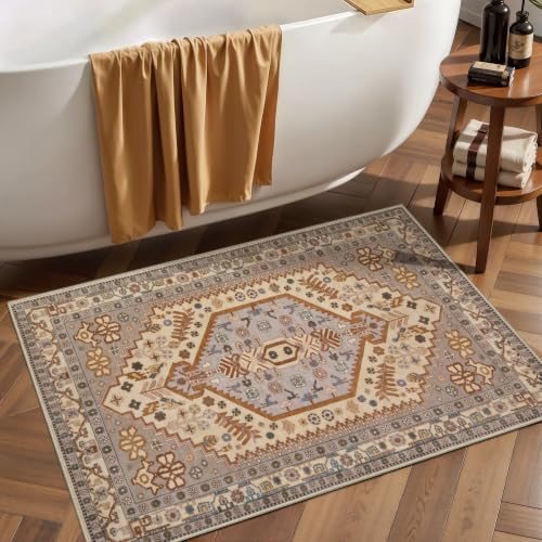 Ciicool 2x3ft Small Area Rug,Washable Boho Thin Mat for Entryway Kitchen - color: Taupe/Multi, size: 2' X 3' (Rectangular)
