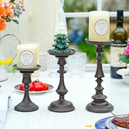 Sungmor Rustic Cast Iron Pillar Candle Holder, 7.8 Inches Tall - color: Medium - 7.8inch Tall