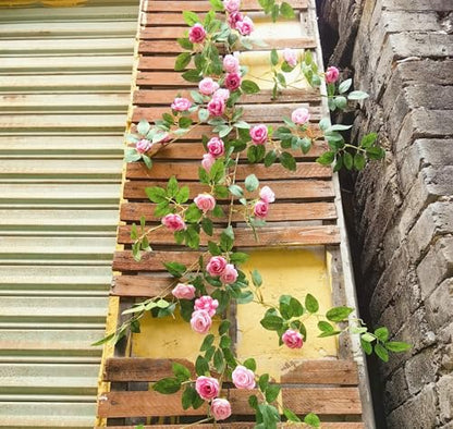 1X 6FT Fake Rose Garland, Flower Garland,Artificial Flower wild Rose Vine - color: Pink, size: 1