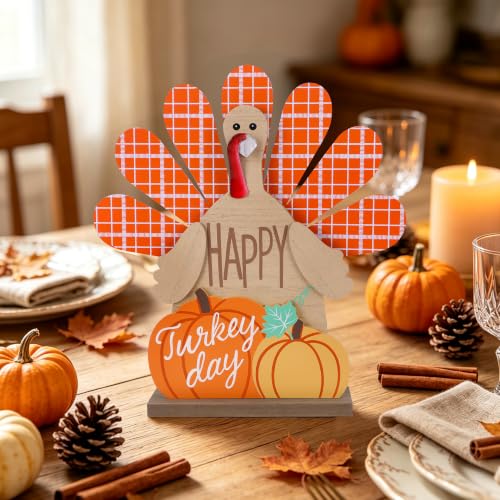 Zcaukya Thanksgiving Table Decorations Wooden Turkey Fall Centerpieces - size: style 3