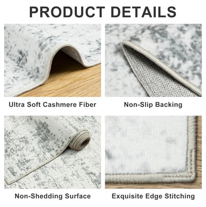 PLHXFR 8x10 Area Rug Living Room: Modern Abstract Washable Carpet Grey - color: Grey, size: 8' x 10' (Rectangular)