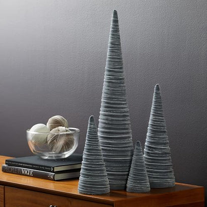 Your Heart's Content Velvet Trees Set of 4 Gray, Winter Wedding Centerpiece, Valentine Tabletop, Neutral Mantle Accent, Artisan Cozy Gift for, Seasonal Entryway, Made in USA (Gray) - color: Gray