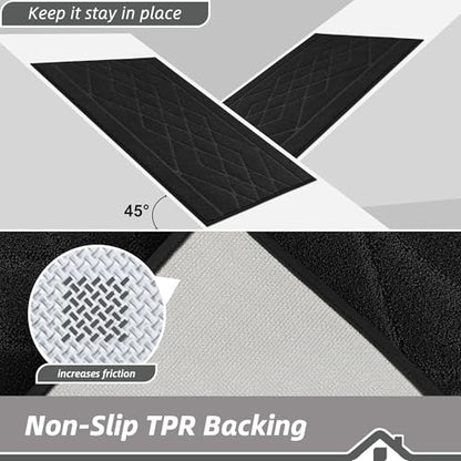 BEQHAUSE Kitchen Runner Rug Non Slip Kitchen Rugs, 20" x 59", Black - color: Black, size: 20" X 59"