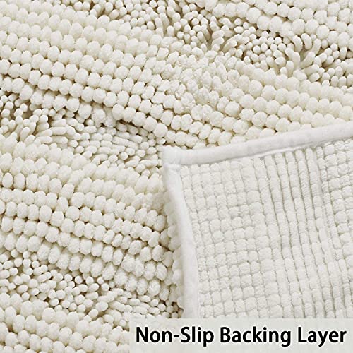 Turquoize Small Bathroom Rug 17x24, Soft Absorbent Chenille Bath Rug, Cream - color: Cream, size: 17" x 24"