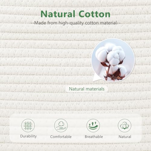ECDYQXVU 15x10x9 Inch Woven Cotton Rope Storage Basket, 1 Pack - color: White, size: 1 Pack