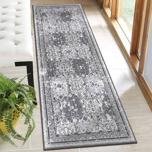 Vaukki Hallway Runner 2x6 ft, Multi-Black Vintage Shaggy Soft Kitchen Rug - color: Multi-black, size: 2' x 6'(Runner)