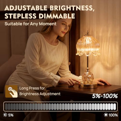 Flower Battery Operated Rechargeable Lamp Cordless, Lily, Amber - color: Amber-Lily