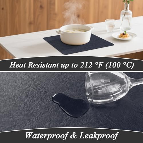 SHACOS Faux Leather Placemats Set of 8 Place Mats Table Mats, Navy Gray - color: Navy and Gray