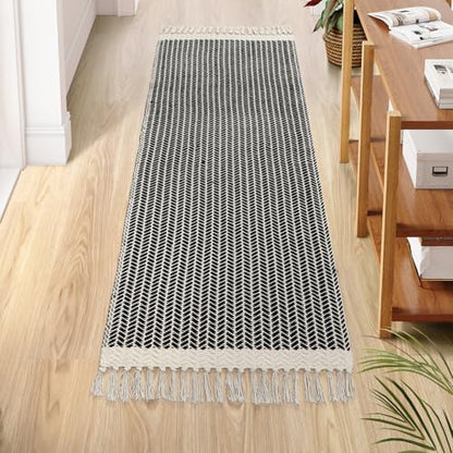 Lahome Boho Bathroom Runner Rug, 2x6 Washable Rugs for Kitchen Hallway - color: Black, size: 2' x 6' (Runner)