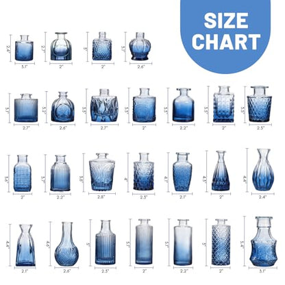 Fixwal 36 Blue Bud Vases Glass Bud Vase Set of 36, Small Vases for Flowers - color: Blue, size: 36pcs