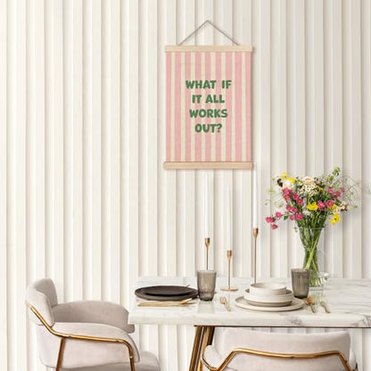 KAOWT Pink Green What If It All Works Out Wall Art Sign, 12x16 Inches - color: Pink Green