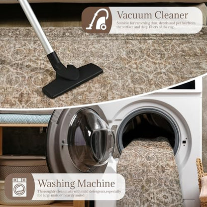 Machine Washable Hallway Runner Rug: 2'x6' Kitchen Rugs - color: Brown/Camel/Multi, size: 2' x 6' (Rectangular)