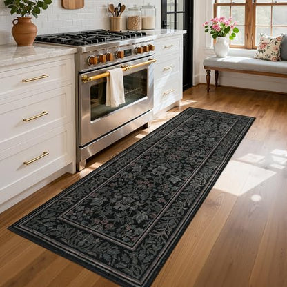 GarveeHome Washable 2.5x8 Hallway Runner Rug Non Slip Kitchen Rugs, Black - color: Black, size: 2'6" x 8' (Rectangular)