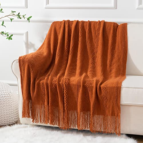 BATTILO HOME Rust Throw Blanket for Couch, 50"x60" - color: Caramel, size: 50 x 60 in.