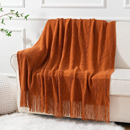 BATTILO HOME Rust Throw Blanket for Couch, 50"x60" - color: Caramel, size: 50 x 60 in.
